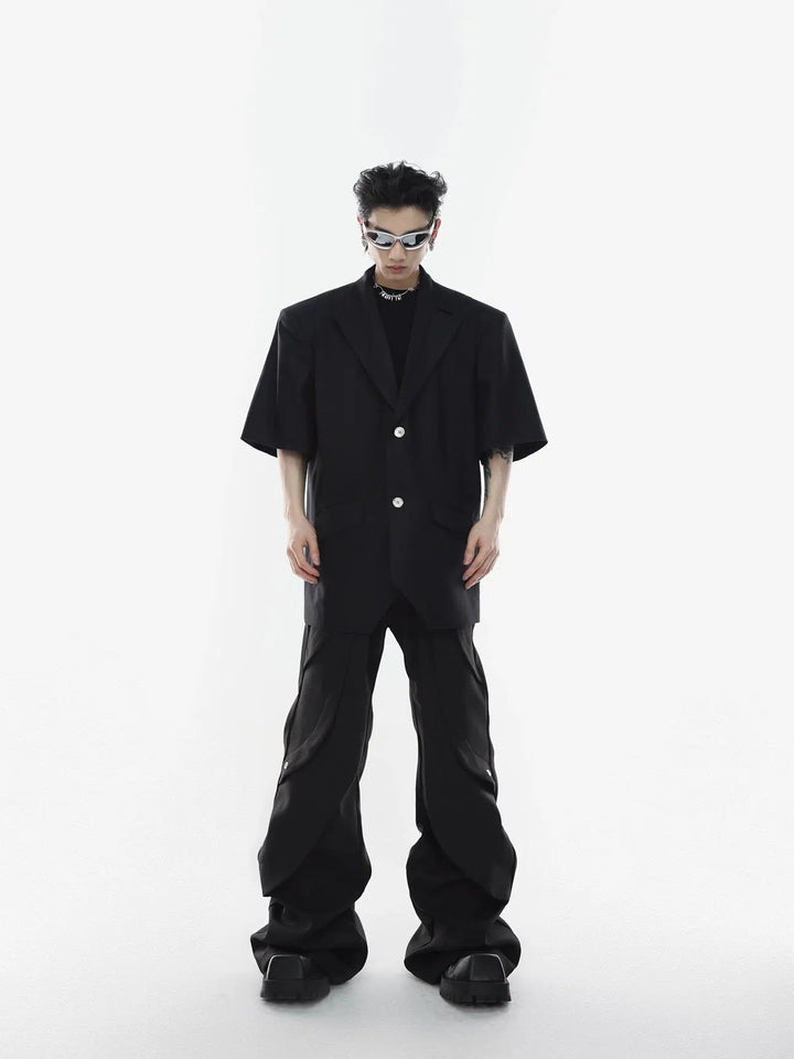 High-Waisted Pleated Flared Pants