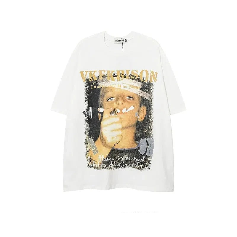 Hip Hop Print Short Sleeve T-shirt