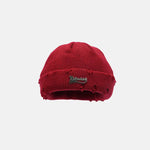 Hole Metal Letter Patch Knitted Wool Hat