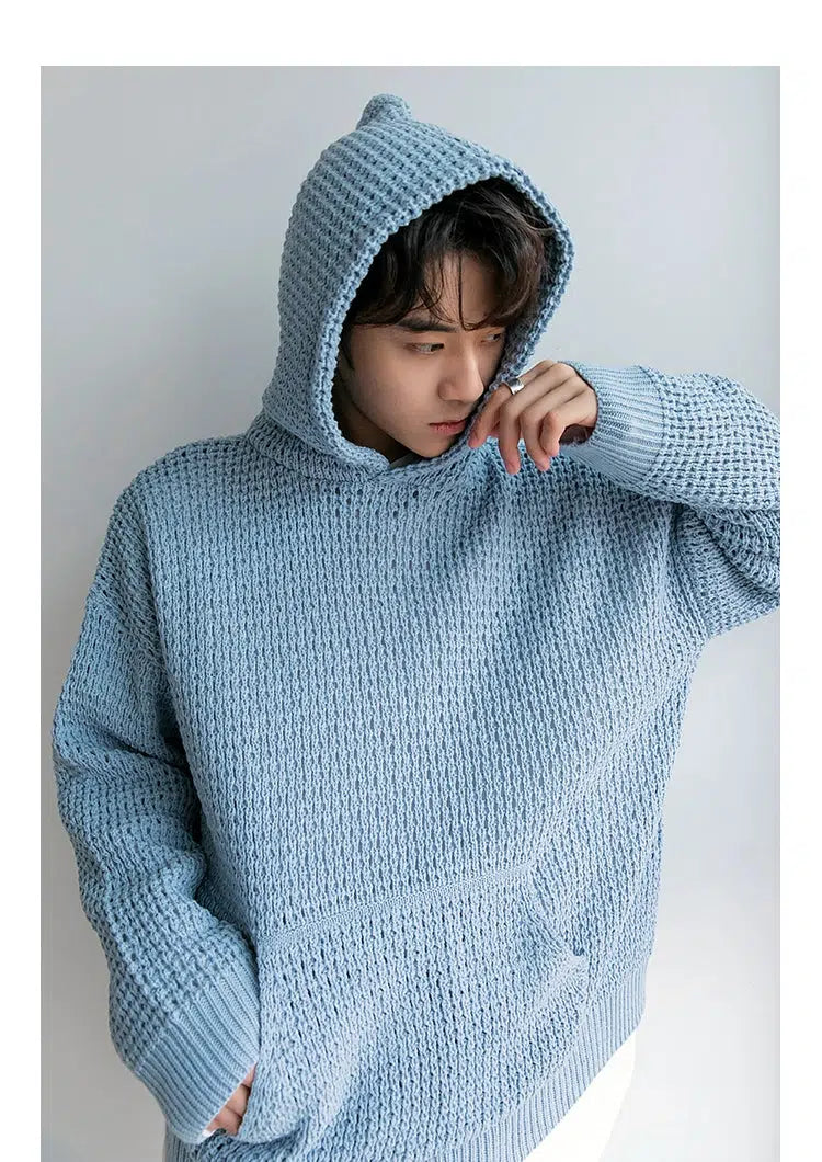 Knitted hooded sweater shop