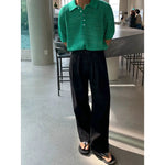 Hollow Short-sleeved Knitted Polo Shirt