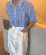Hollow Short-sleeved Knitted Polo Shirt