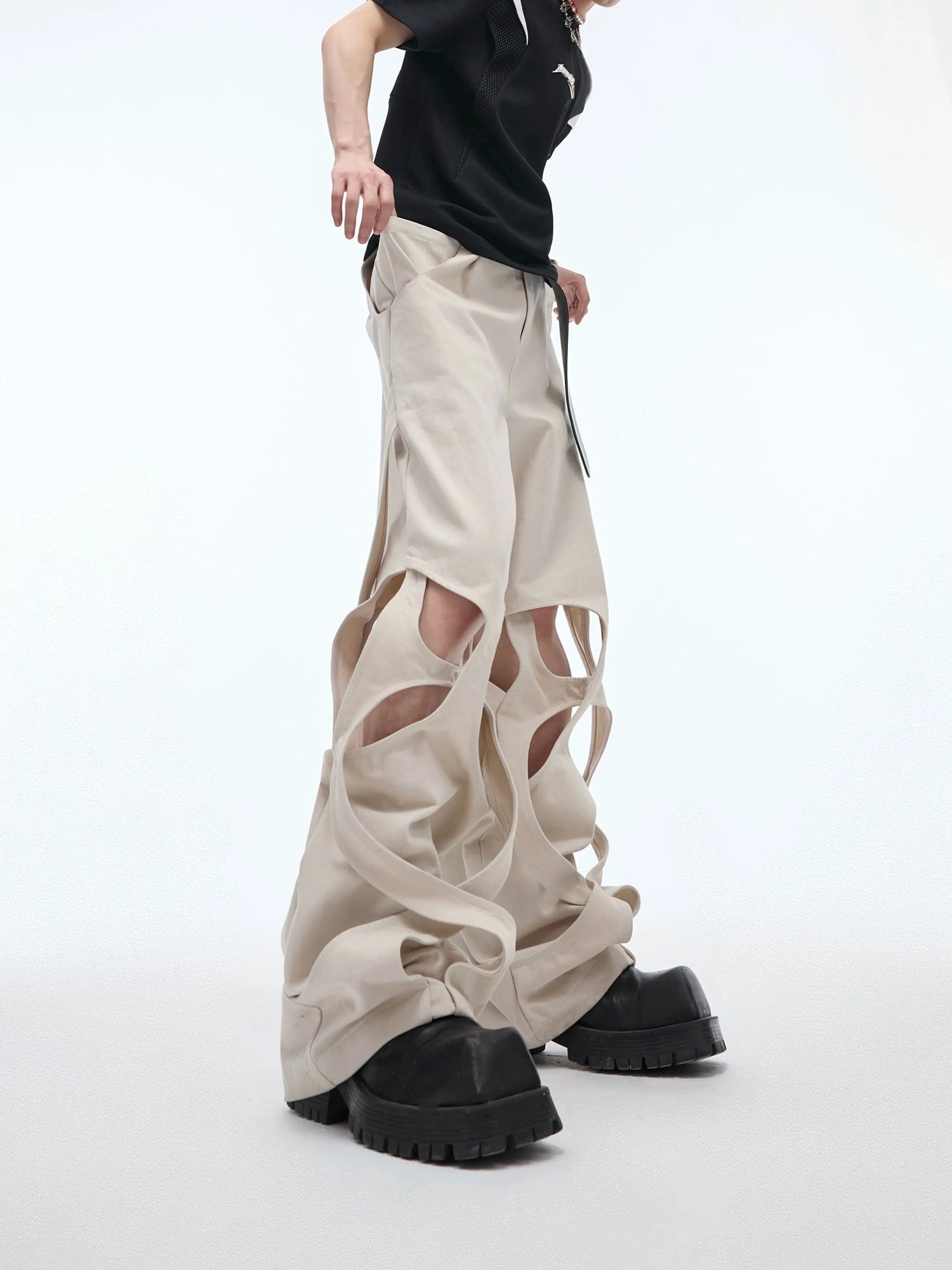 Hollow Winding Distressed Loose Pants