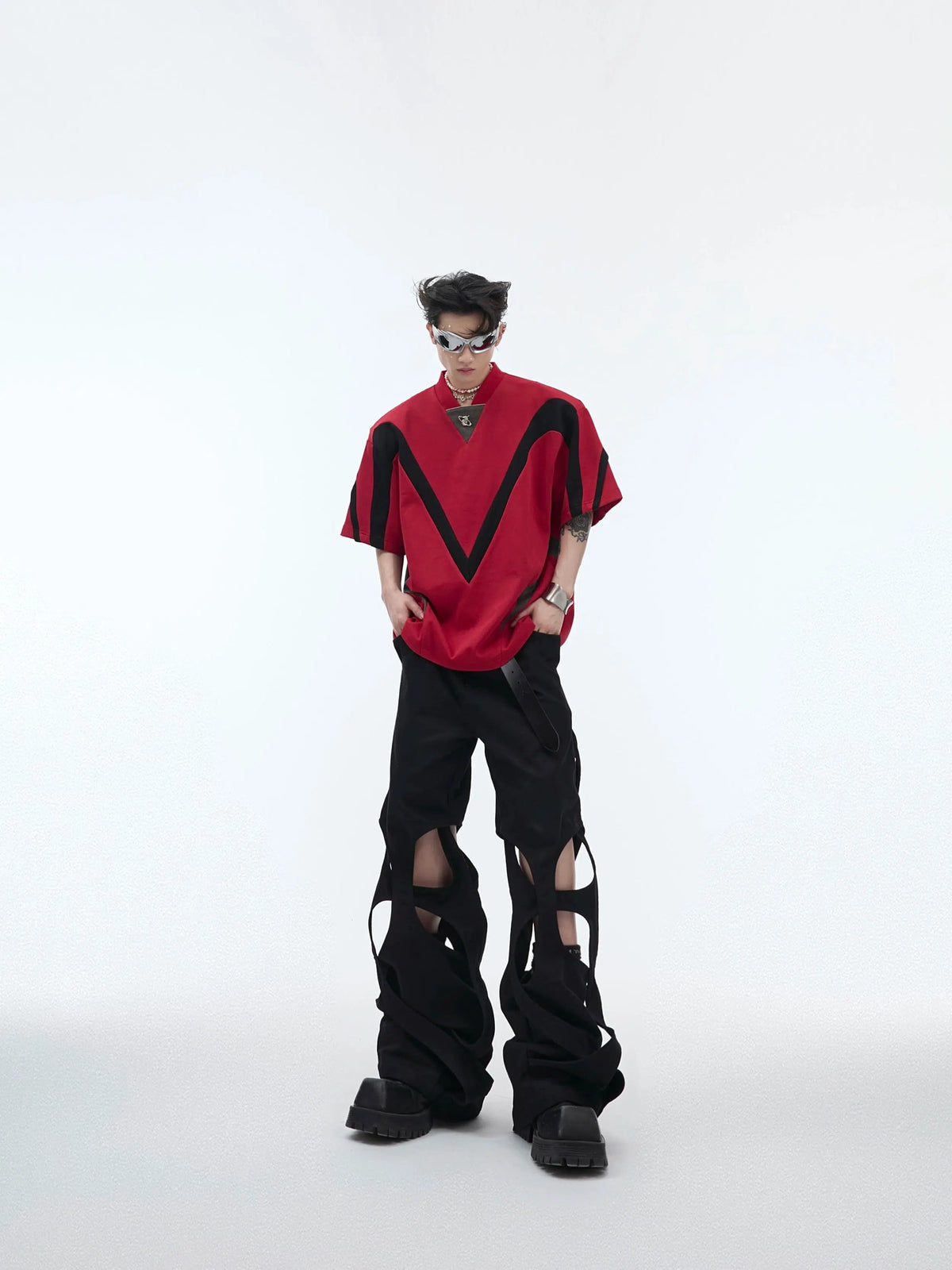 Hollow Winding Distressed Loose Pants