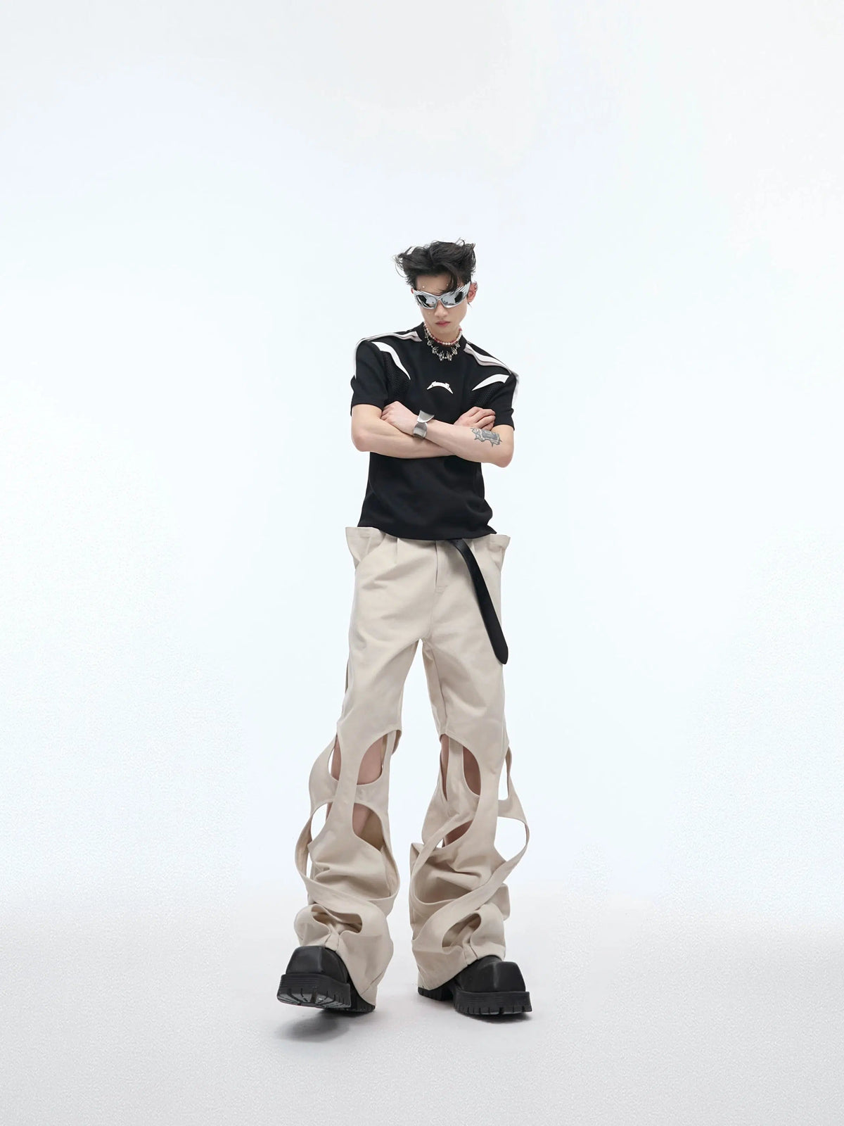 Hollow Winding Distressed Loose Pants