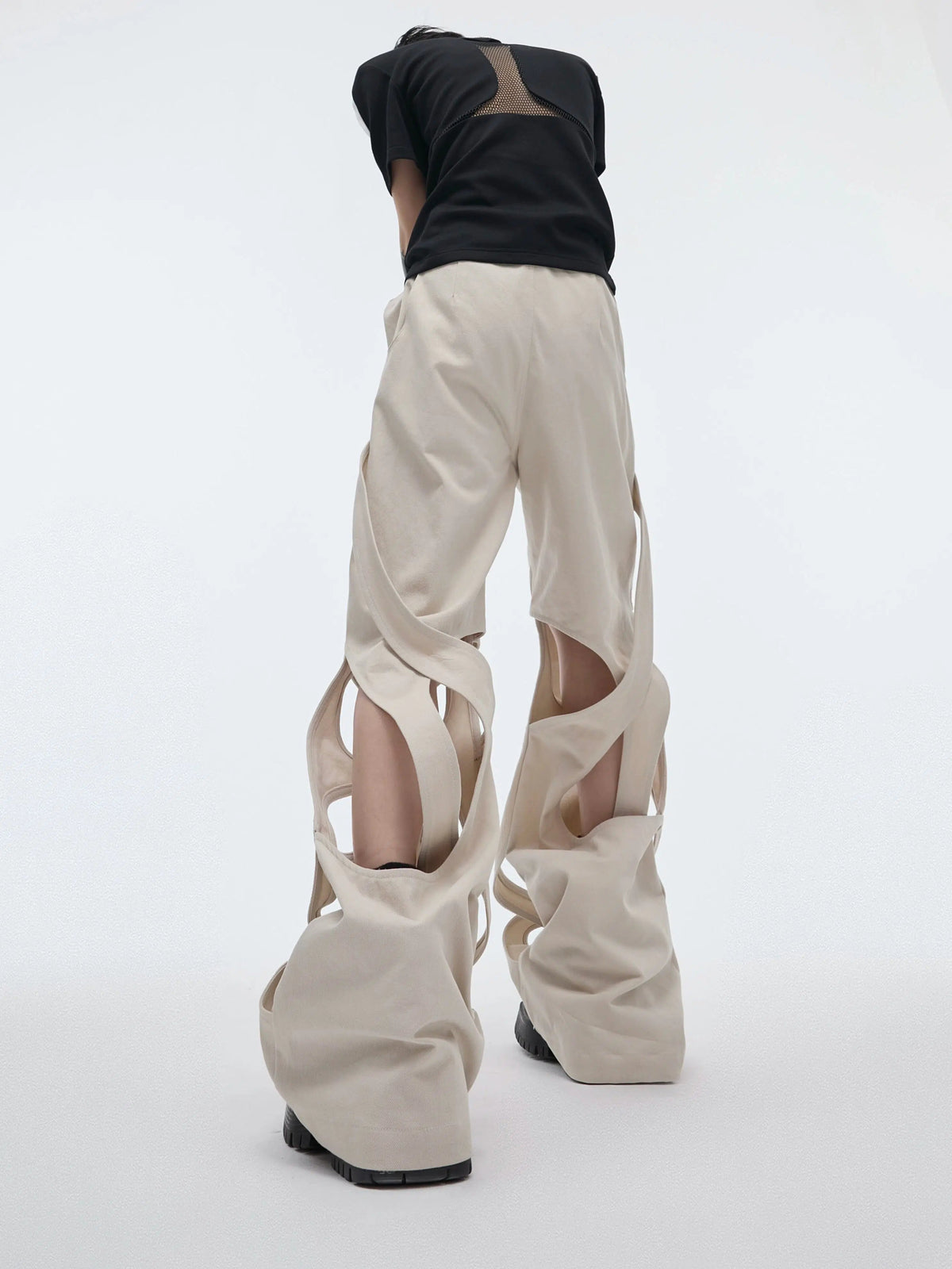 Hollow Winding Distressed Loose Pants