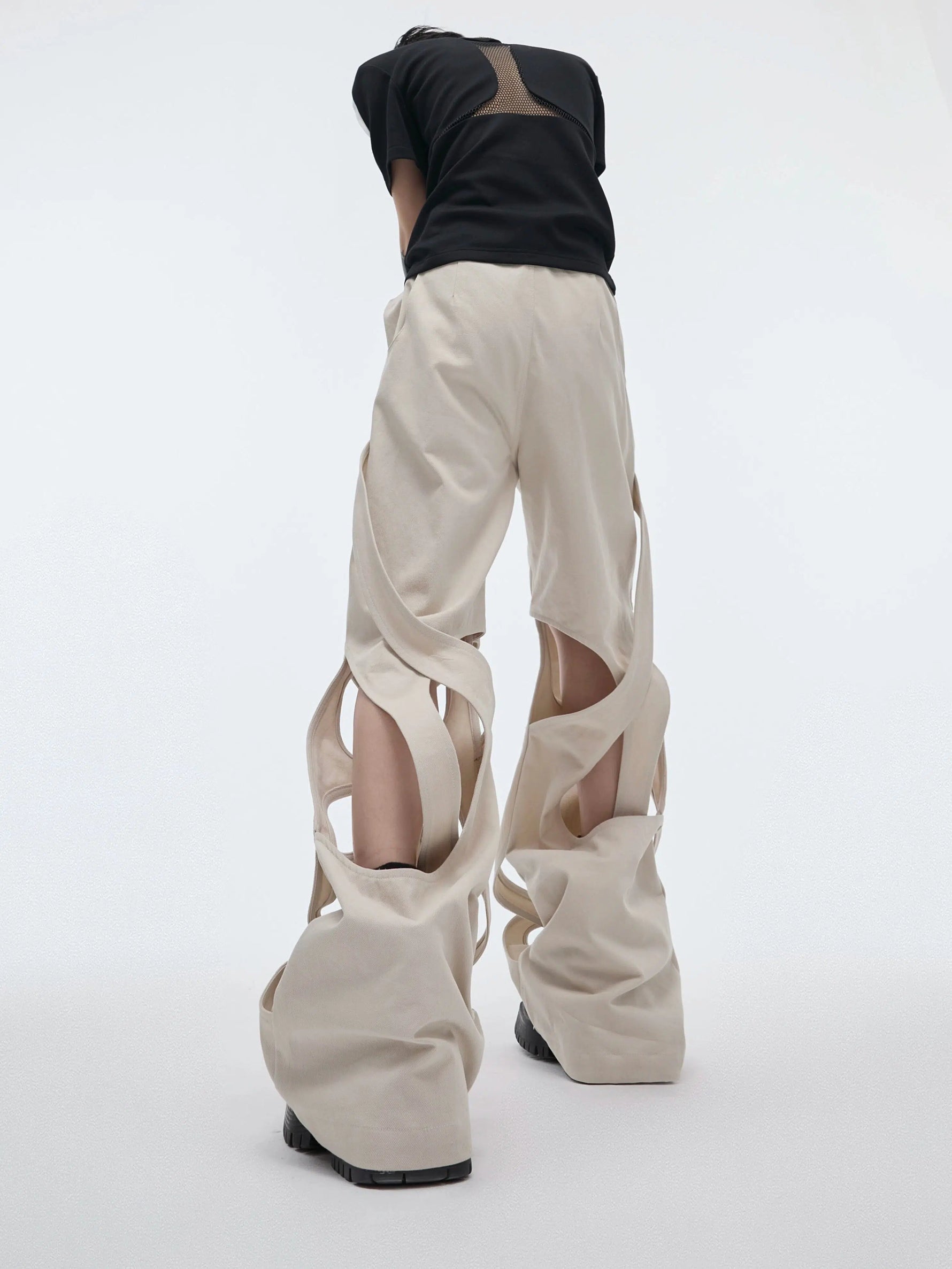Hollow Winding Distressed Loose Pants