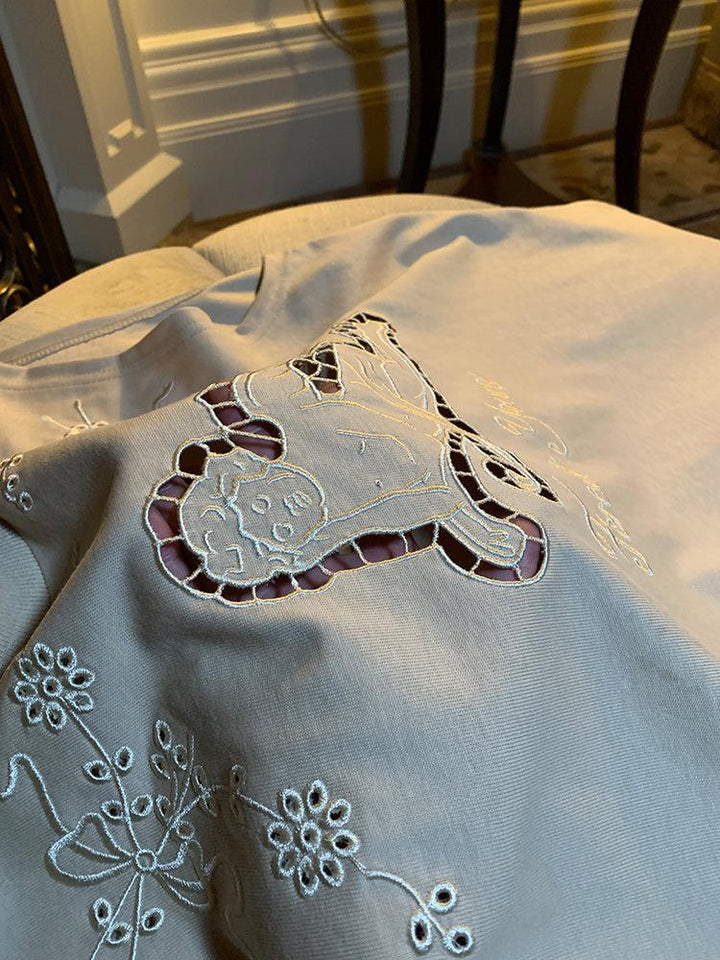 Hollowed-out Embroidered Tank Top