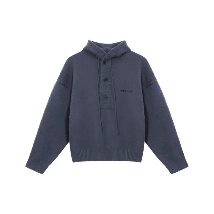 Hooded Button Knitwear Sweater