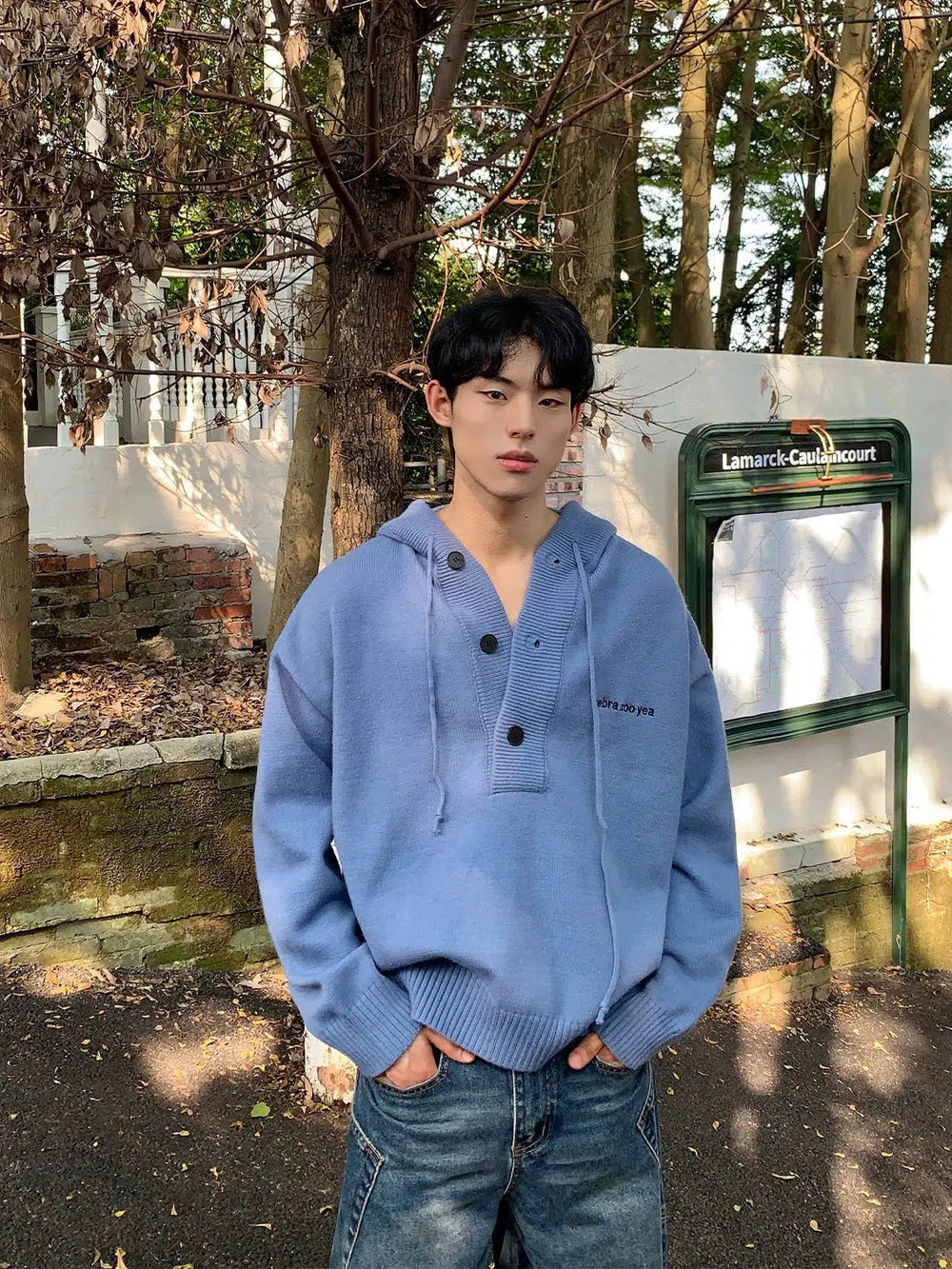 Hooded Button Knitwear Sweater
