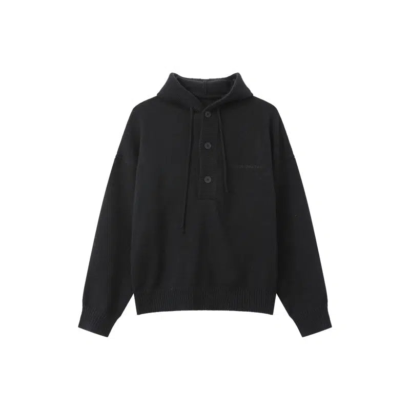 Hooded Button Knitwear Sweater