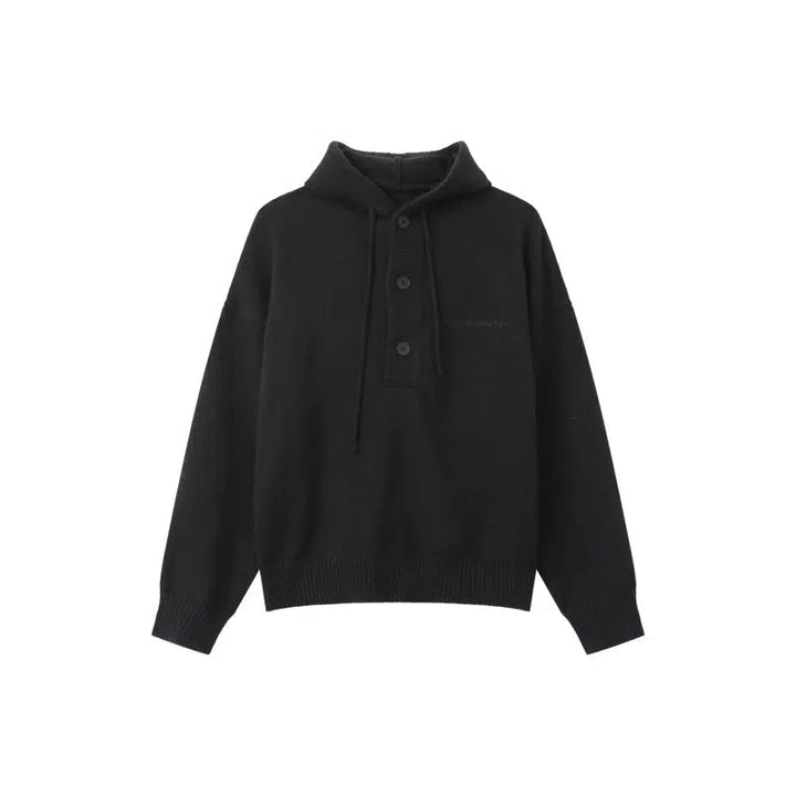 Hooded Button Knitwear Sweater