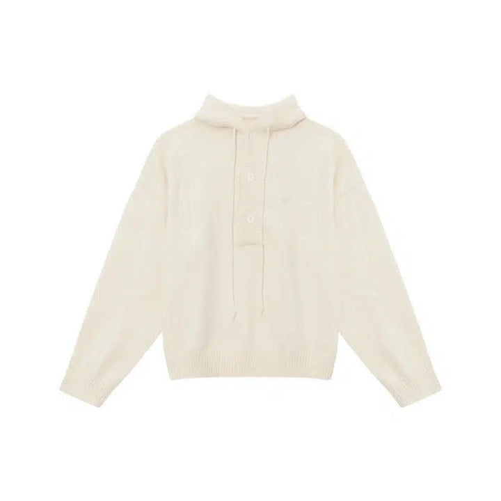 Hooded Button Knitwear Sweater
