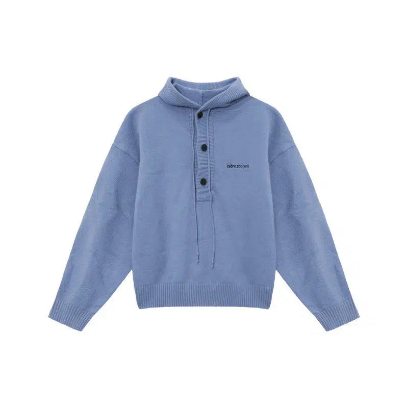 Hooded Button Knitwear Sweater