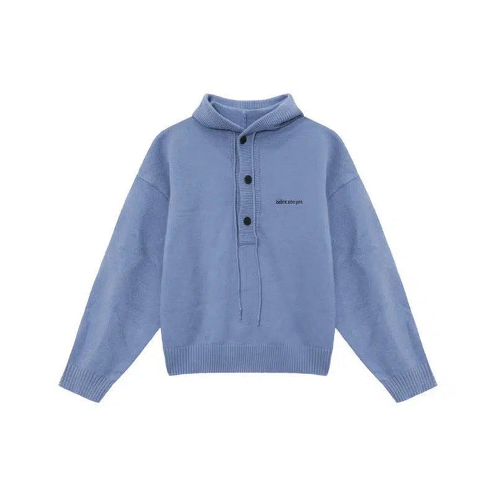 Hooded Button Knitwear Sweater