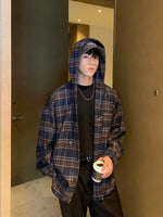Hooded Plaid Overshirt