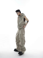 Sleeveless Hooded Vest Jacket and Pants set