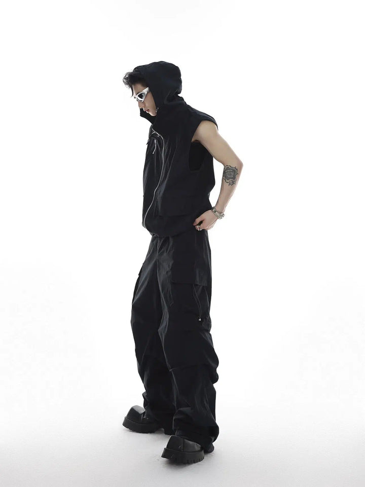 Sleeveless Hooded Vest Jacket and Pants set