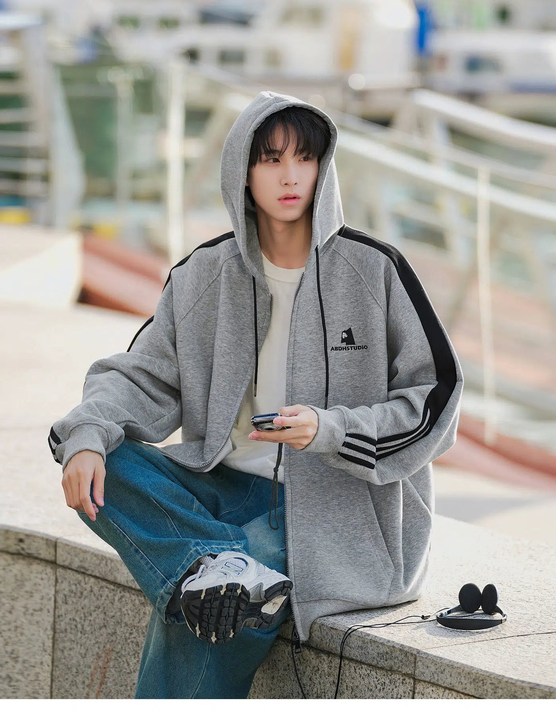 Stripe Detail Hooded Sweatshirt
