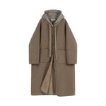 Button Closure Hooded Wool Coat