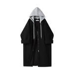 Drawstring Hooded Zip Wool Coat