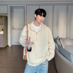 Hooded Zipper Design Knitted Cardigan