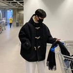 Horn Button Hooded Wool Coat