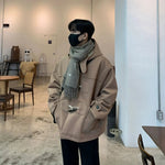 Horn Button Hooded Wool Coat