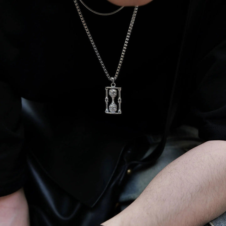Hourglass Skull Pendant Necklace