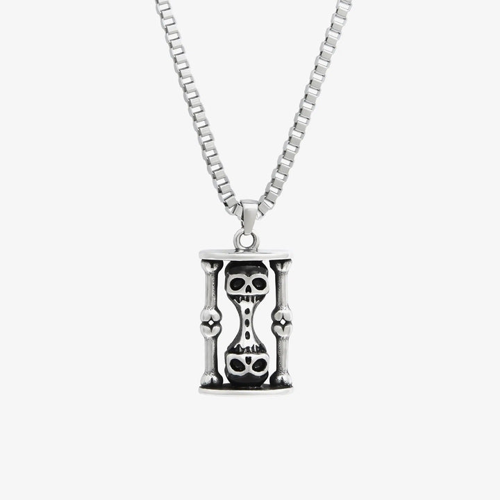 Hourglass Skull Pendant Necklace