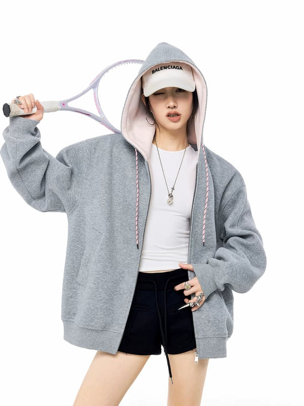 Oversized Zip Up Hooded Jacket 2