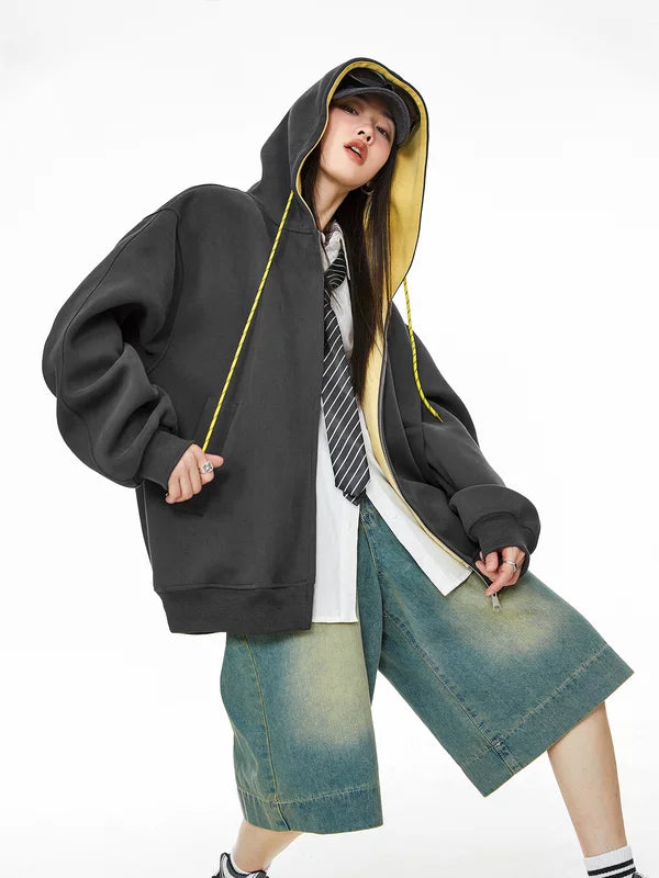 Oversized Zip Up Hooded Jacket 4