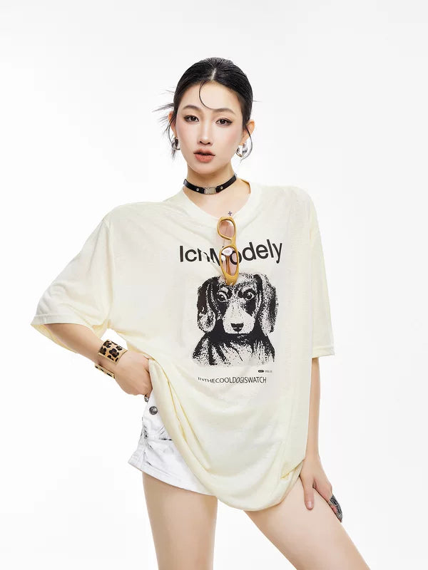 ,5965058759097,5965058759100,5965058759103,5965058759106, Oversized Graphic Dog Print T-Shirt