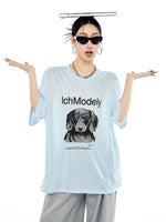,6000505632589,6000505632590,6000505632591,6000505632592, Oversized Graphic Dog Print T-Shirt