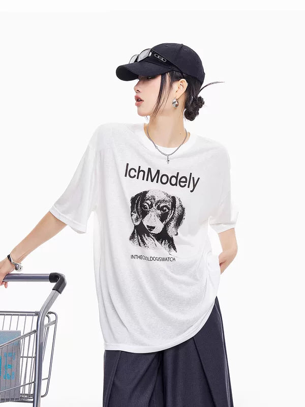 Oversized Graphic Dog Print T-Shirt 5