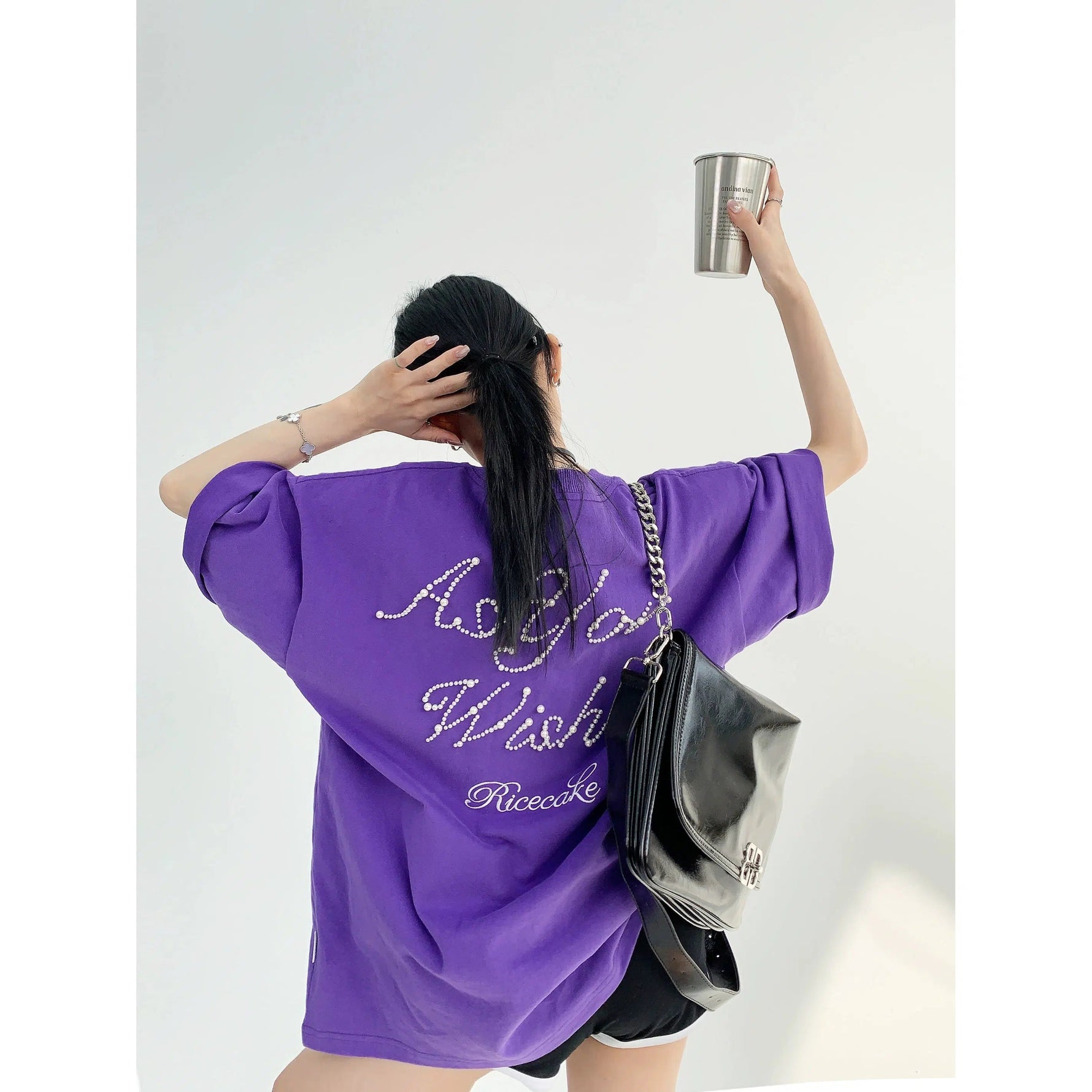 Pearl Letter Embellished T-shirt