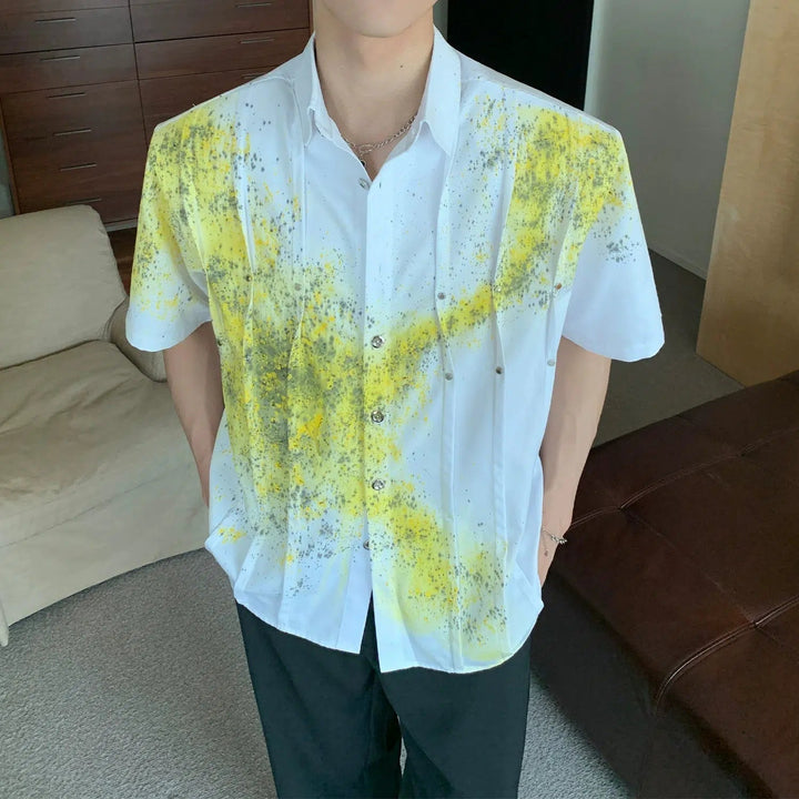 Ink-Splatter Button-Down Shirt