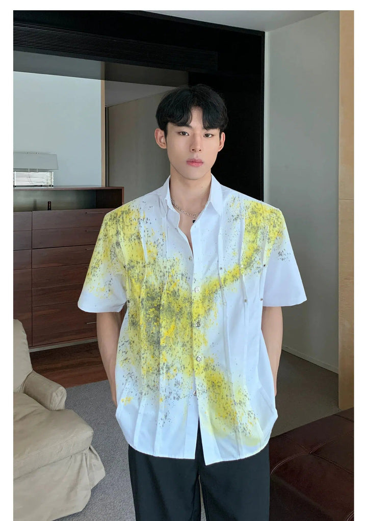 Ink-Splatter Button-Down Shirt