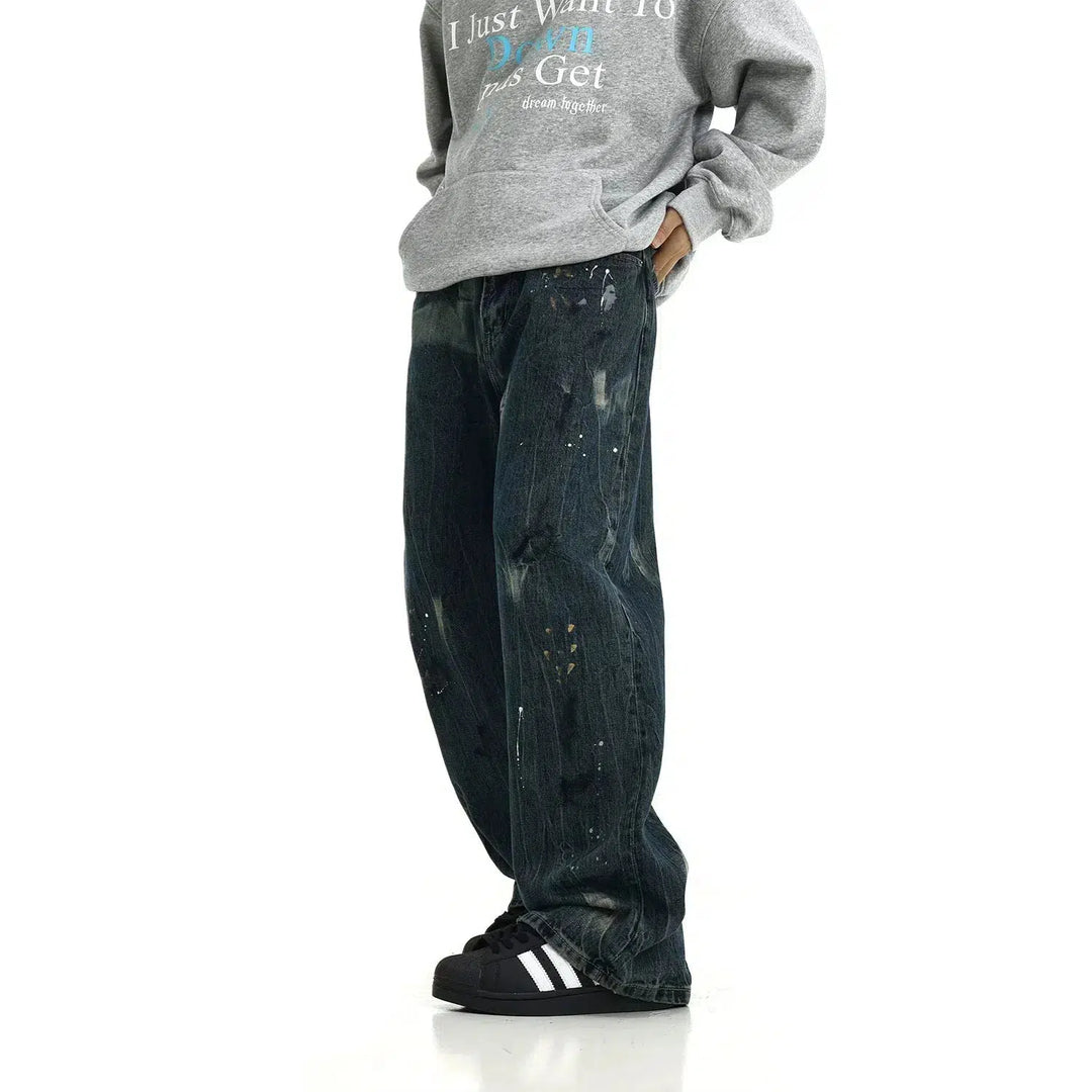 Ink-splashed Washed Jeans