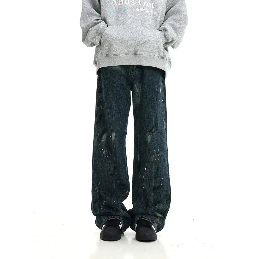 Ink-splashed Washed Jeans