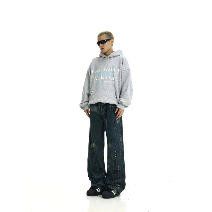 Ink-splashed Washed Jeans