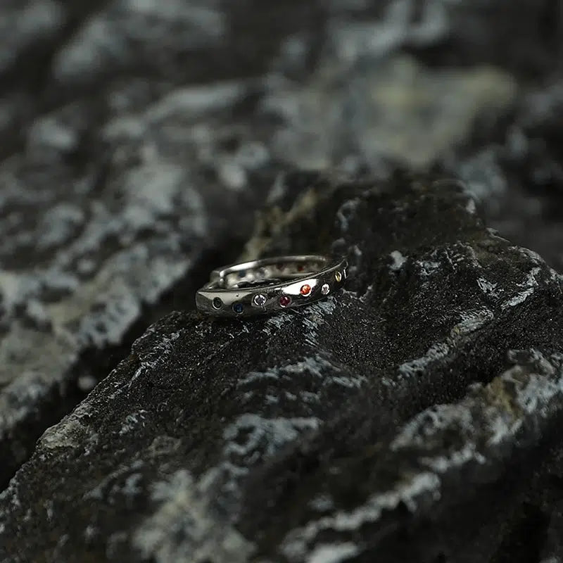 Inset Colored Zircon Hoop Earrings