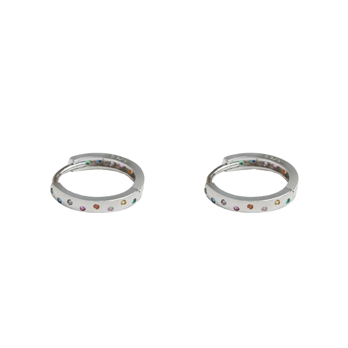 Inset Colored Zircon Hoop Earrings