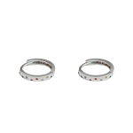 Inset Colored Zircon Hoop Earrings