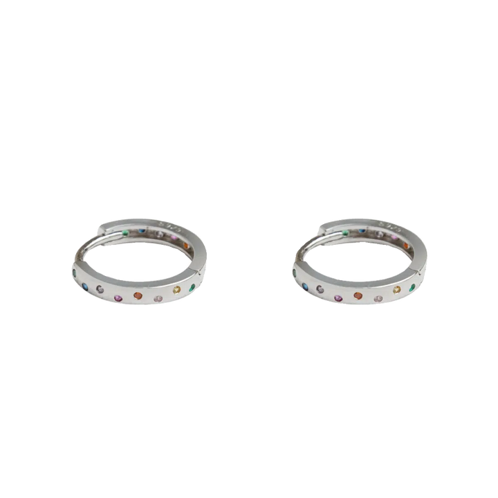 Inset Colored Zircon Hoop Earrings