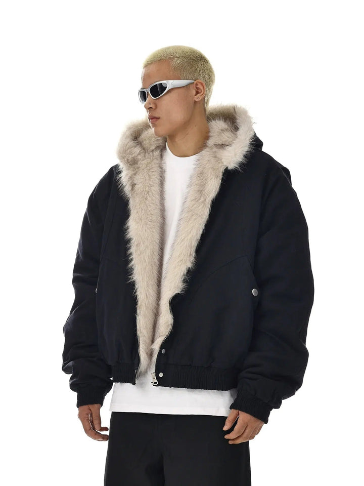 Insulated Jacket with Faux Fur Hood Trim