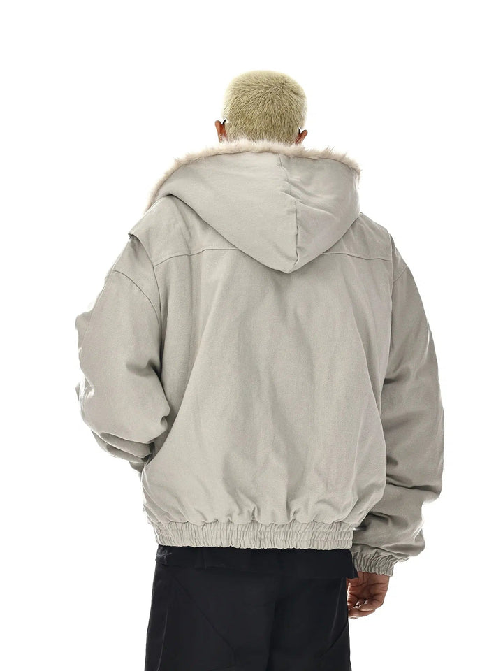 Insulated Jacket with Faux Fur Hood Trim