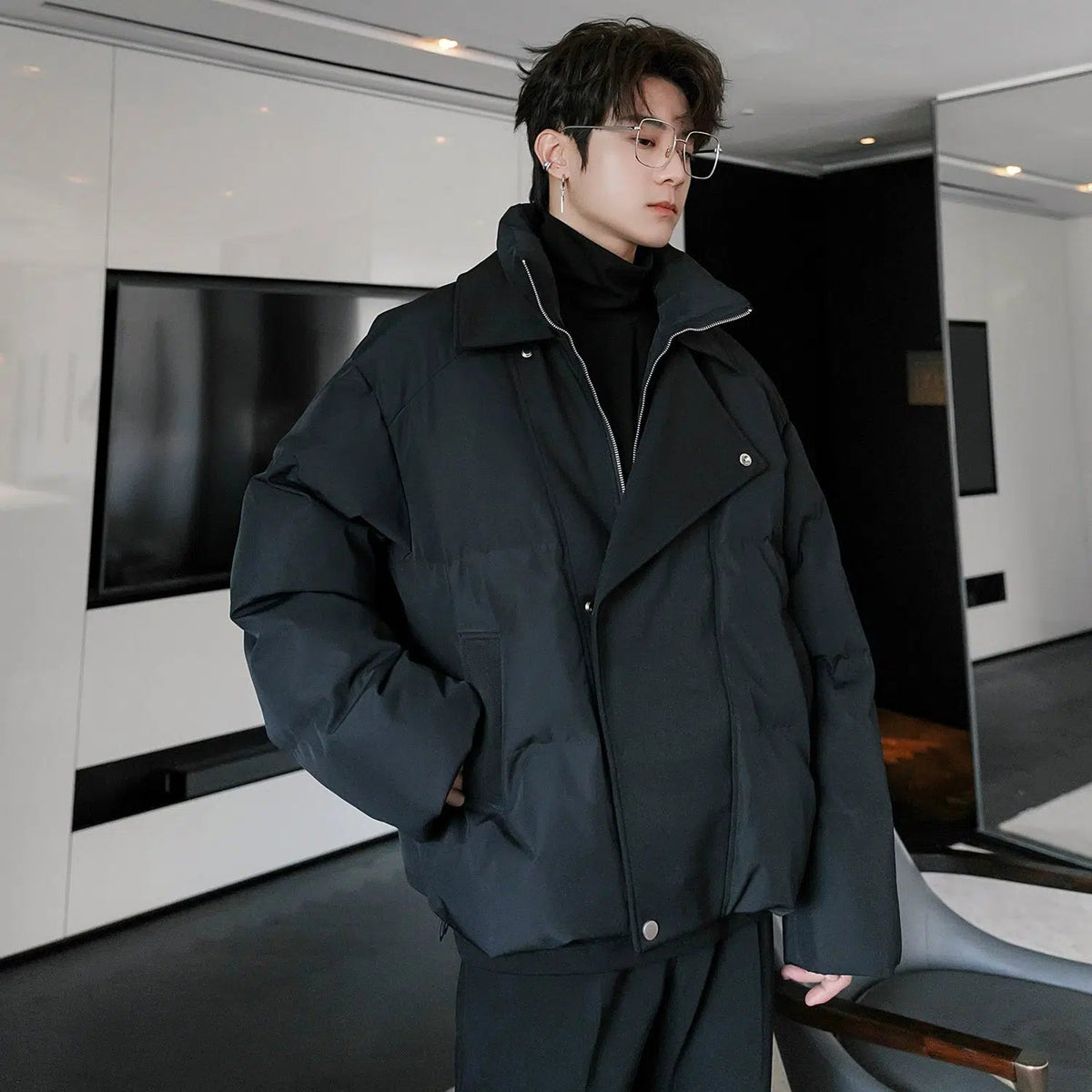 Two-piece Oversized Jacket with High Collar