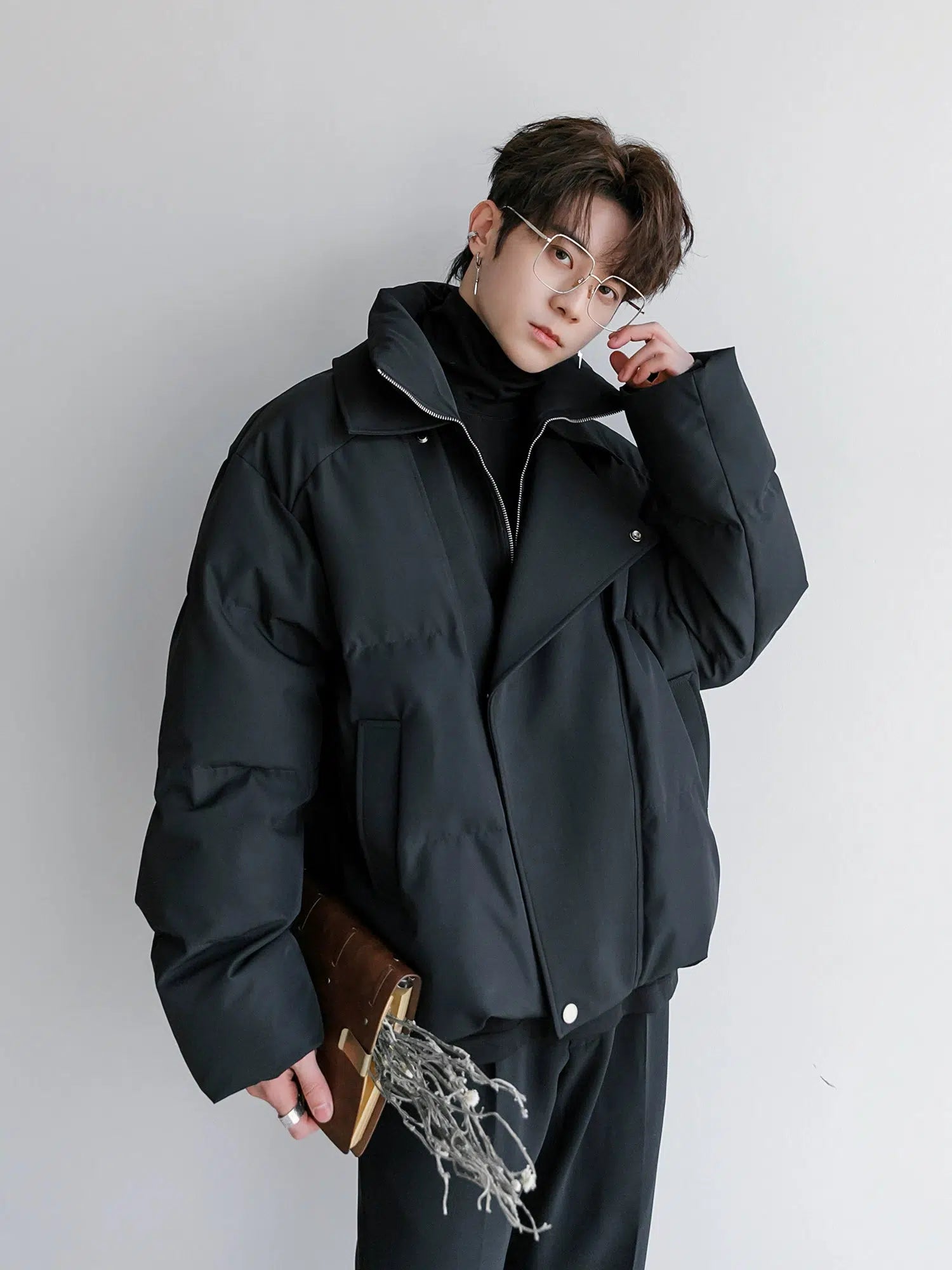 Two-piece Oversized Jacket with High Collar