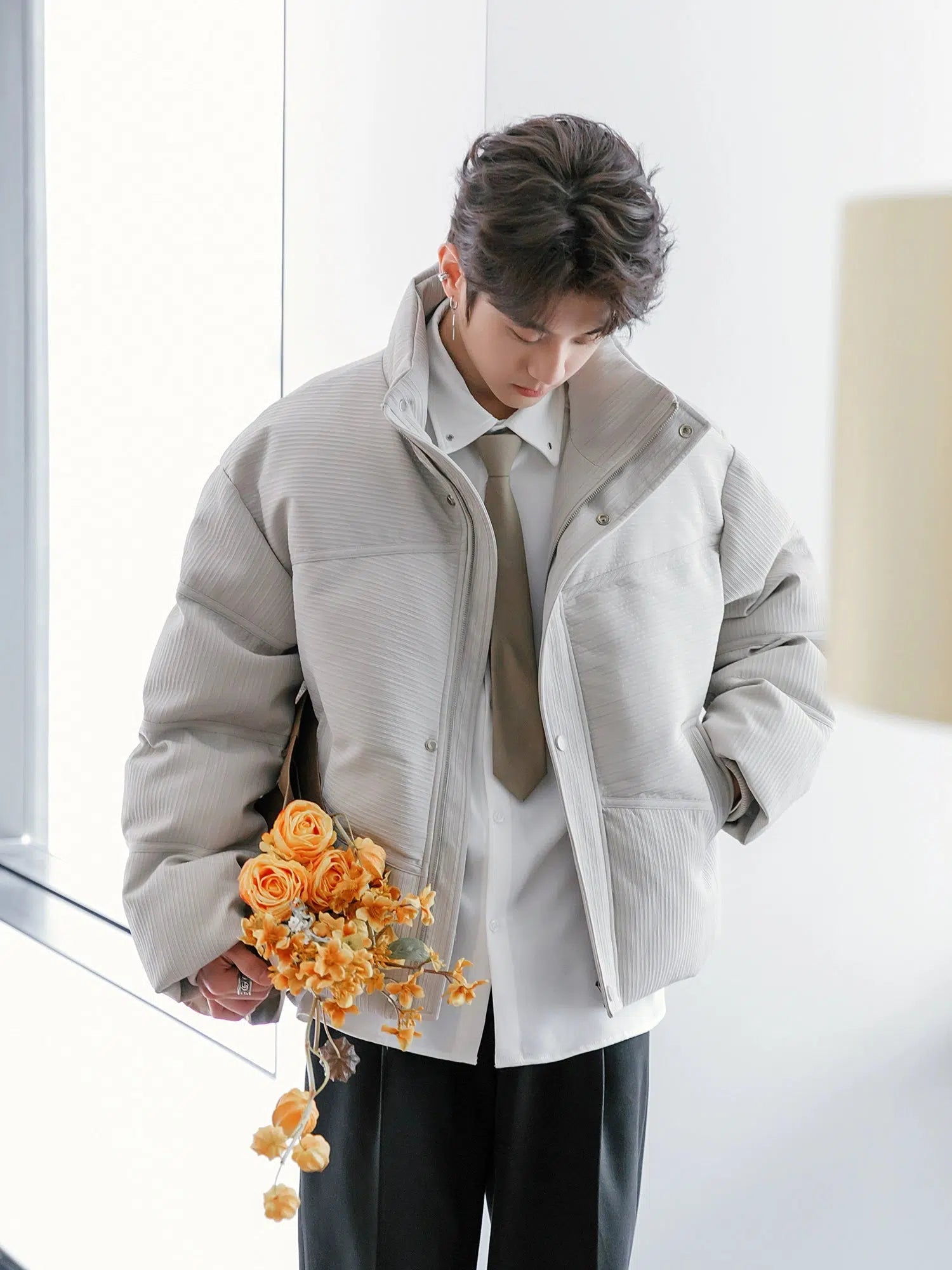 Insulated Puffer Jacket with High Collar